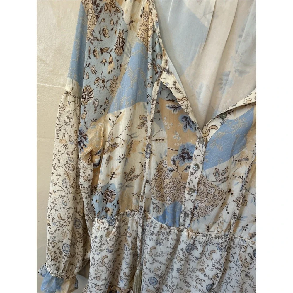 Illa Illa‎ Dress Medium Multi Media Print Cream Blue